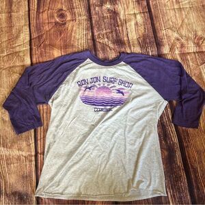 Unisex Ron Jon Surf Shop Cozumel Raglan Shirt Purple Off White Size XL